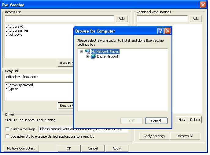 Executable Vaccine Screenshot